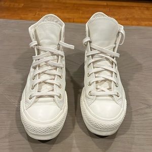 Converse Leather Platform High Top White